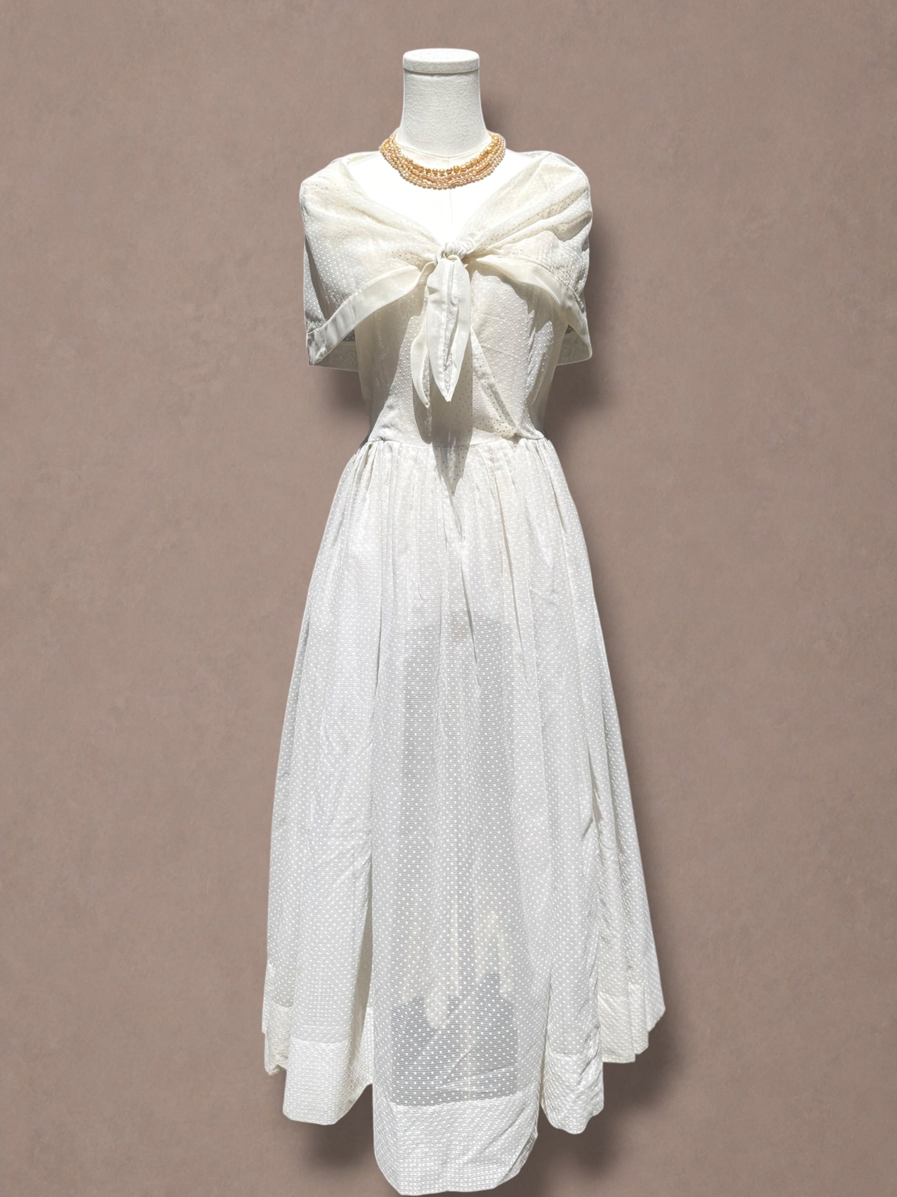 Ivory Swiss Dot 40s Capelet Dress