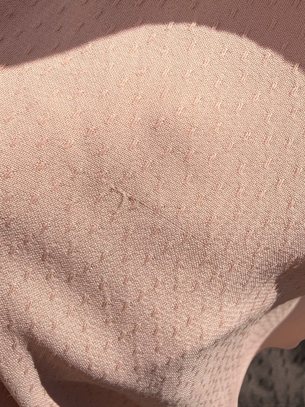 Blush Pink 1940s Swiss Dot Rayon Crepe Dress with Rhinestone Trim & Belt