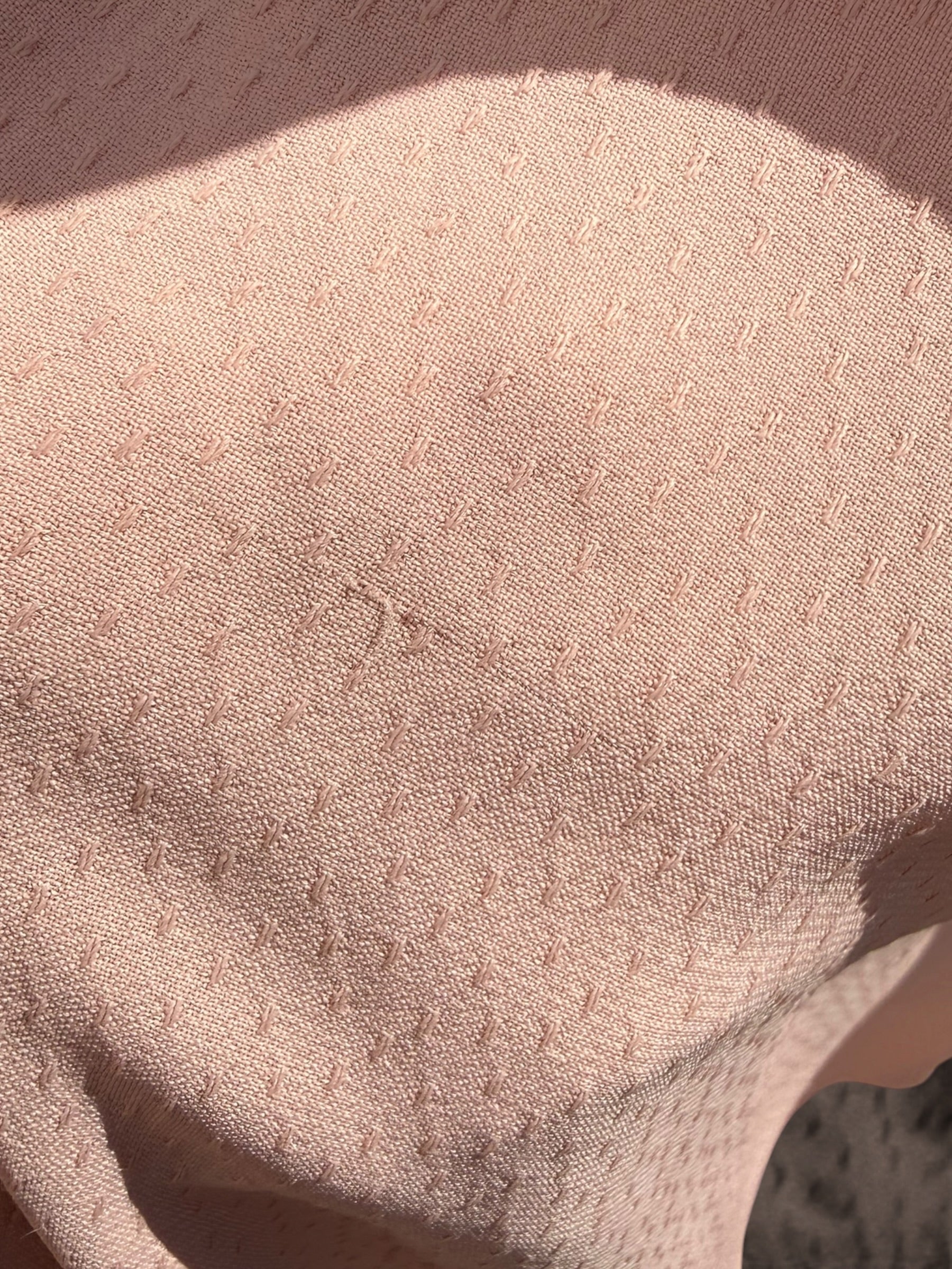 Blush Pink 1940s Swiss Dot Rayon Crepe Dress with Rhinestone Trim & Belt
