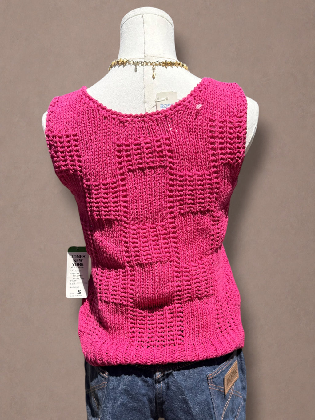 Deadstock Jones New York 80s Fuchsia Linen Cotton Knit Shell