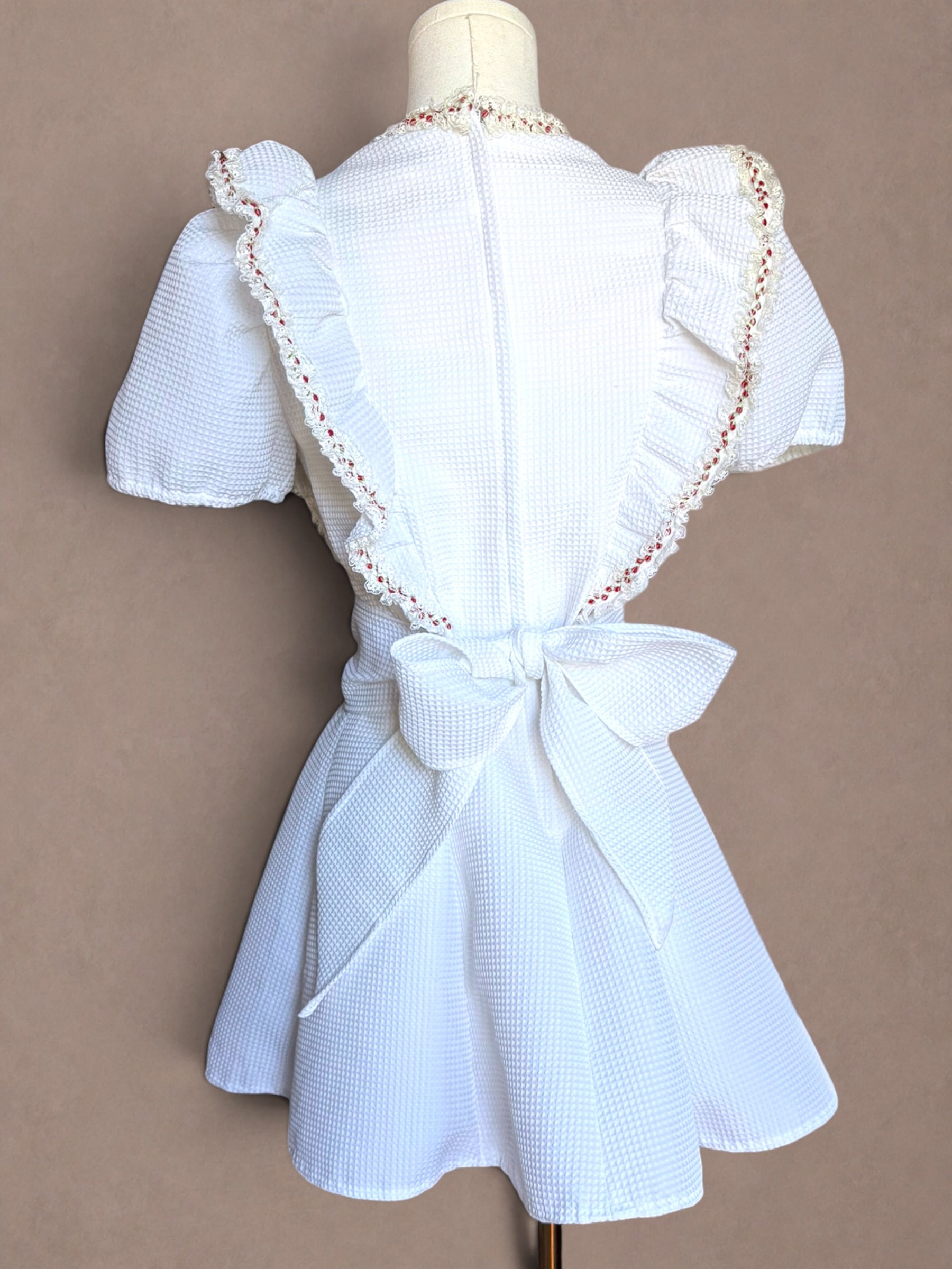 Handmade 60s White Ruffle Mini Dress & Bloomers Set