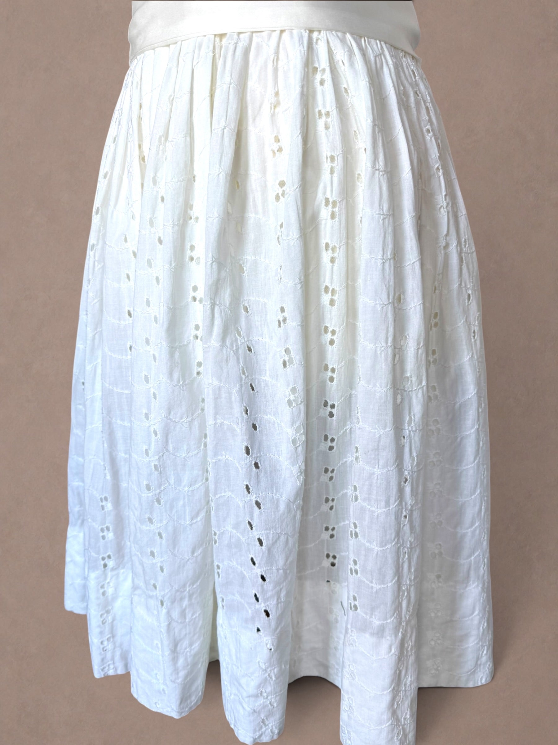 White Eyelet Cotton 70s Fit & Flare Dress