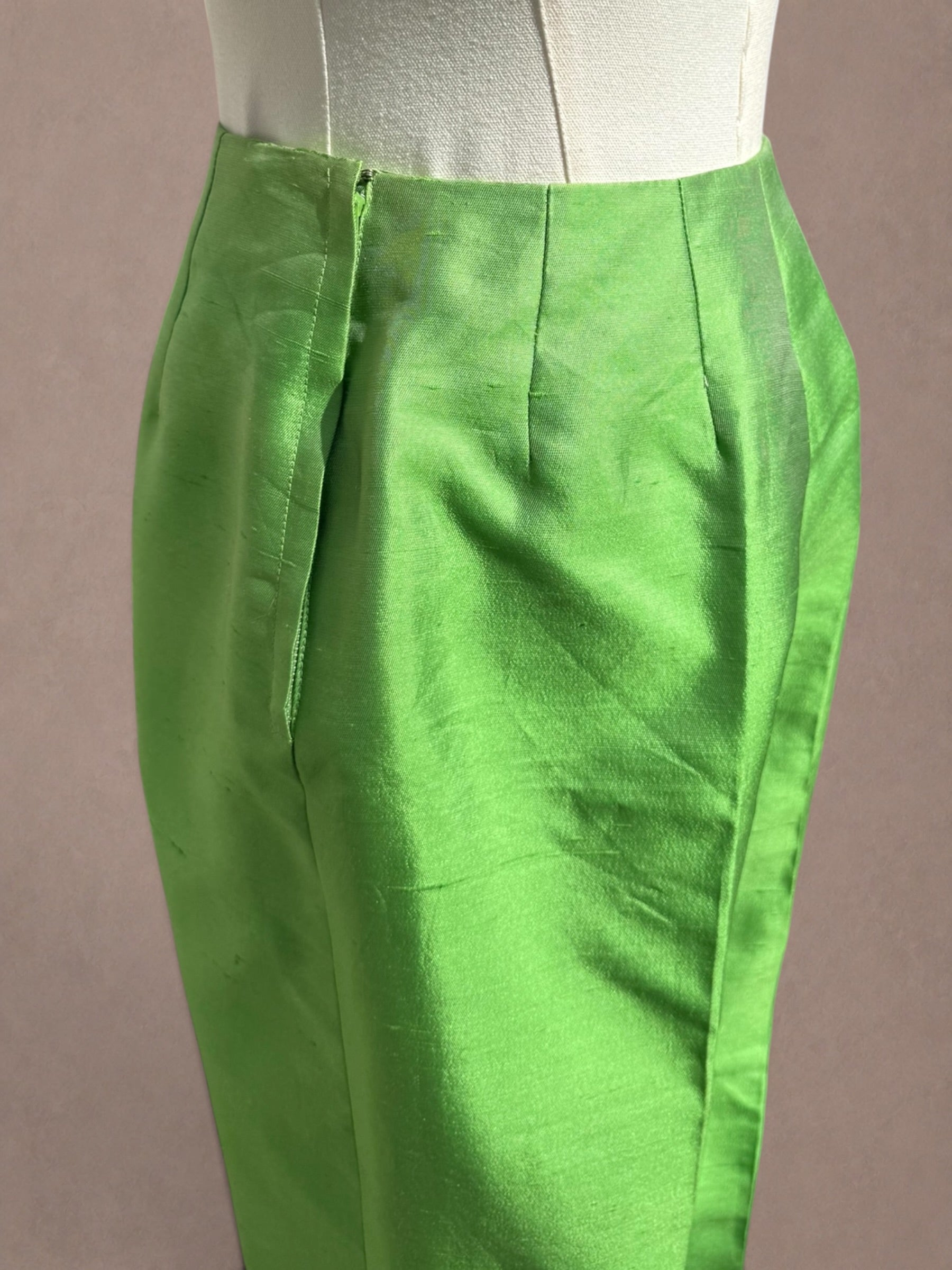 Vibrant Green Silk 60s Trousers