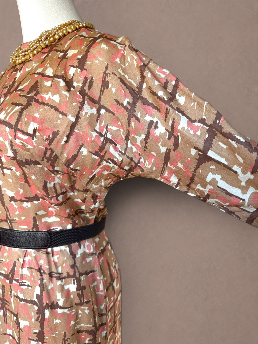 Abstract Expressionist Print 40s Rayon Dress