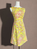 Neon Yellow & Hot Pink 60s Paisley Mod Mini Dress by Cos Cob