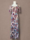 Abstract Hawaiian Print 70s Maxi Dress