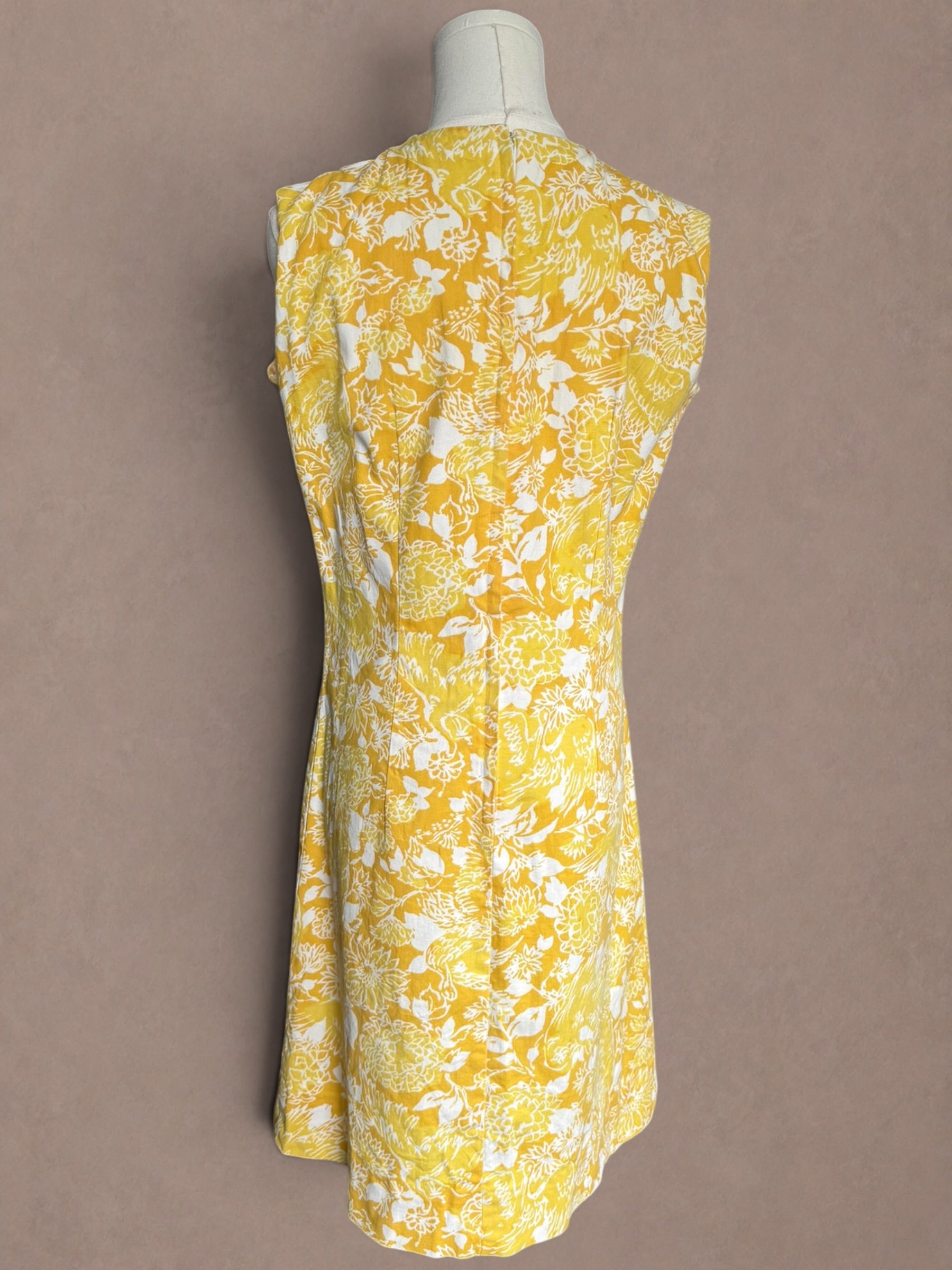 Sunshine Floral 60s Shift Dress with Daisy Appliqué Details