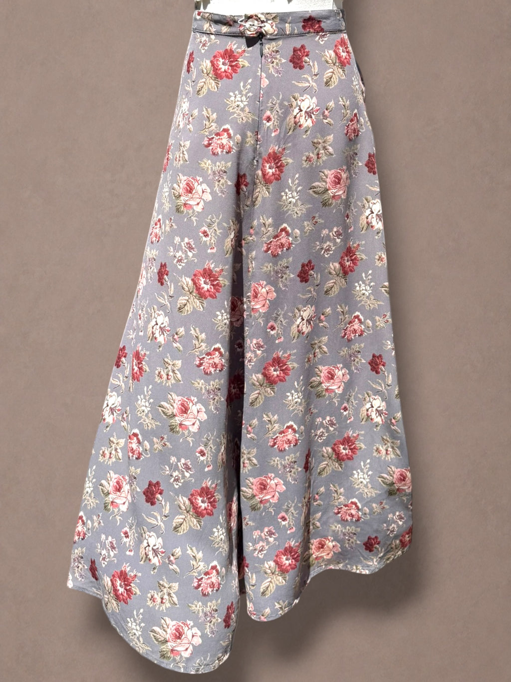 Dusty Rose Floral 90s does 40s Bias-Cut Midi Skirt