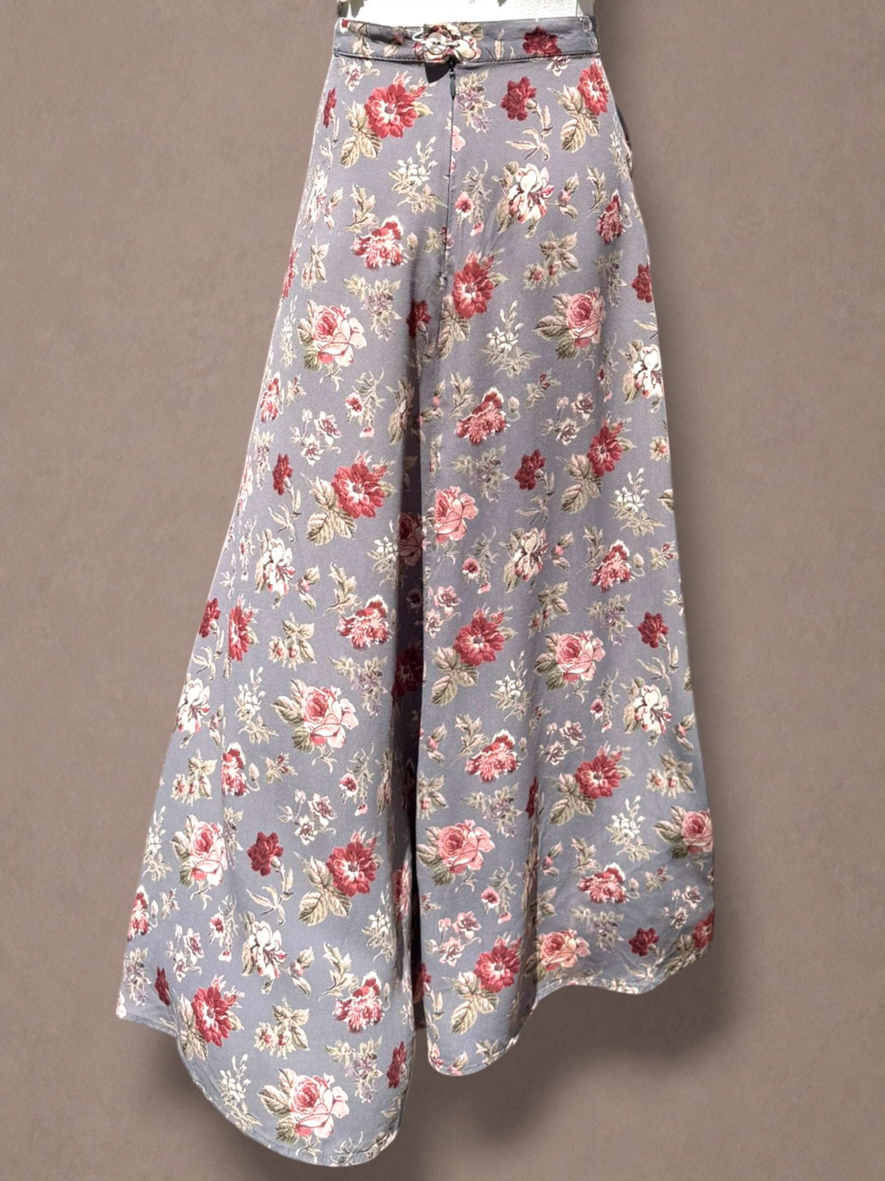 Dusty Rose Floral 90s does 40s Bias-Cut Midi Skirt