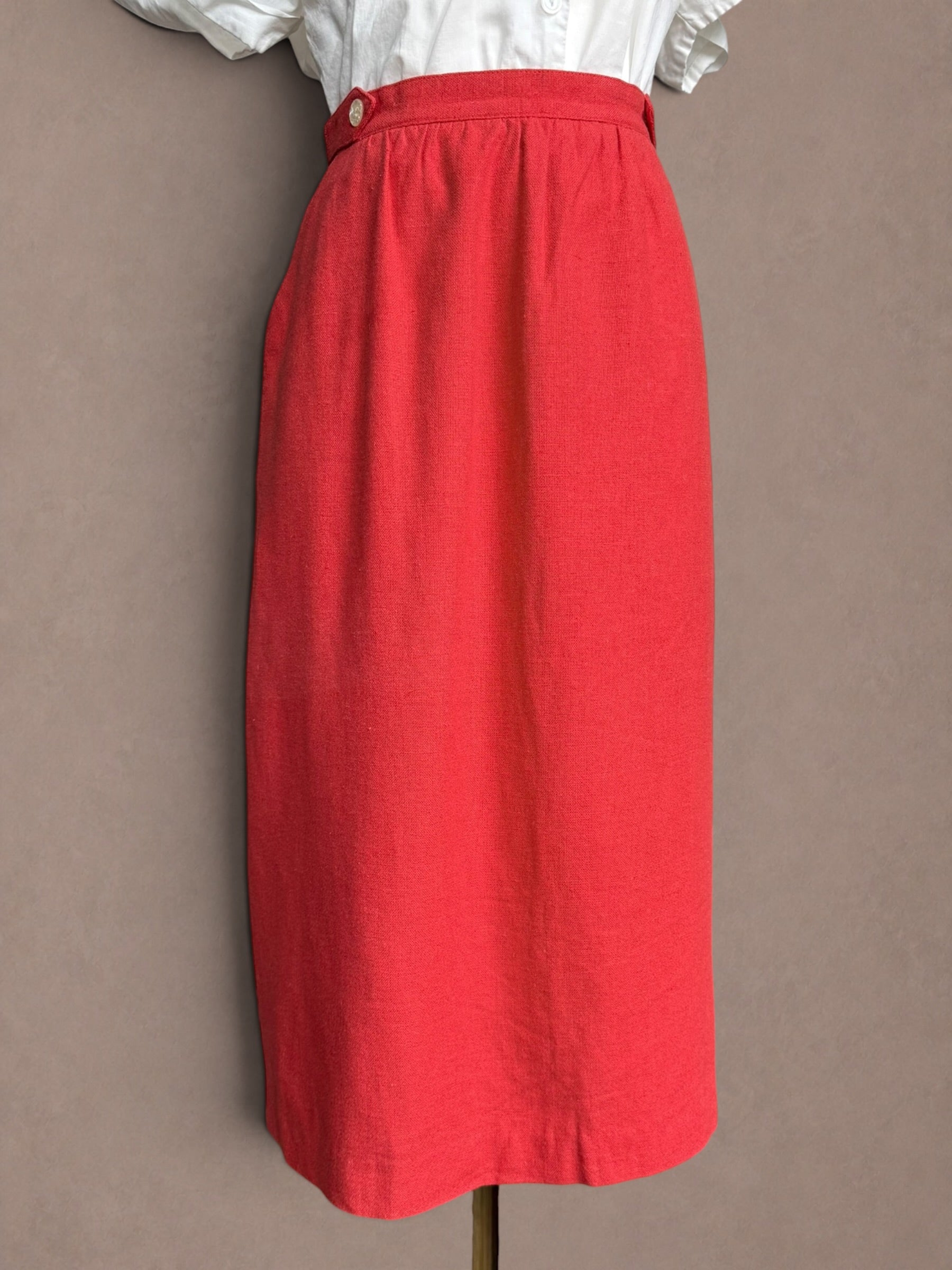 Poppy Red 60s High Waist Column Skirt