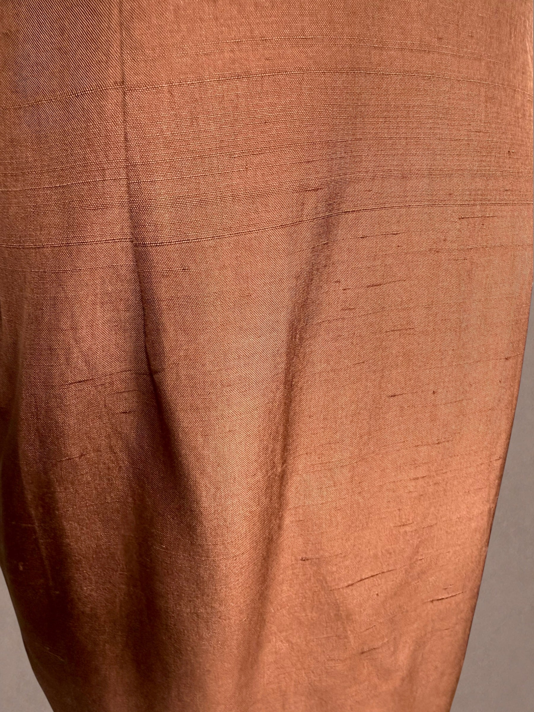 Copper Silk 80s does 40s Shirt Dress Day Dress by G.B. Sott