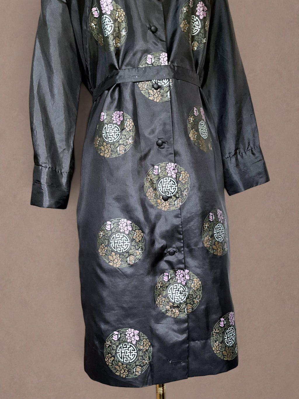 Alfred Shaheen Early 70s Hand-Painted Medallion Shirt Dress