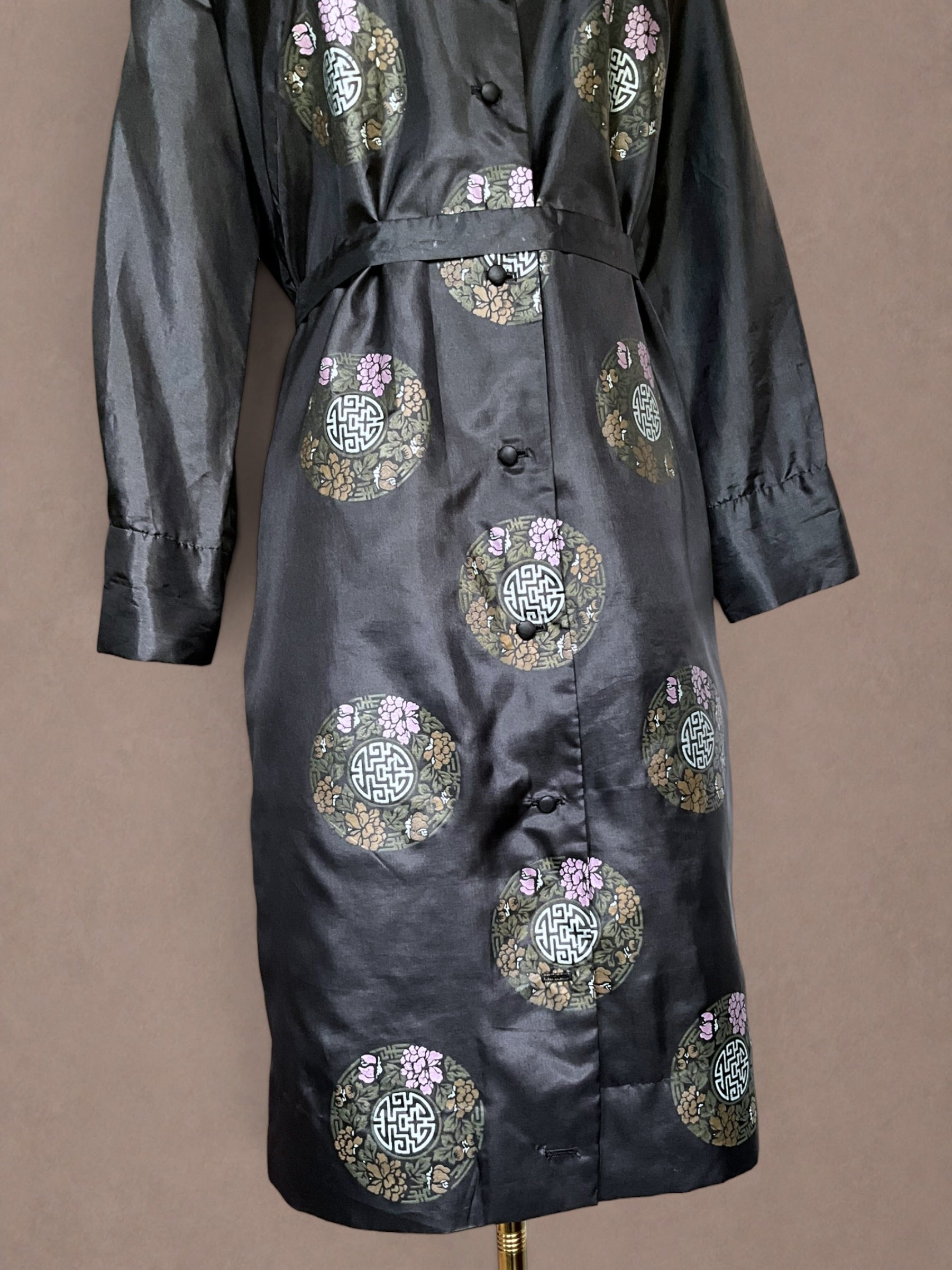 Alfred Shaheen Early 70s Hand-Painted Medallion Shirt Dress