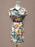 Limited America 80s Hawaiian Postcard Print Rayon Shirt Dress