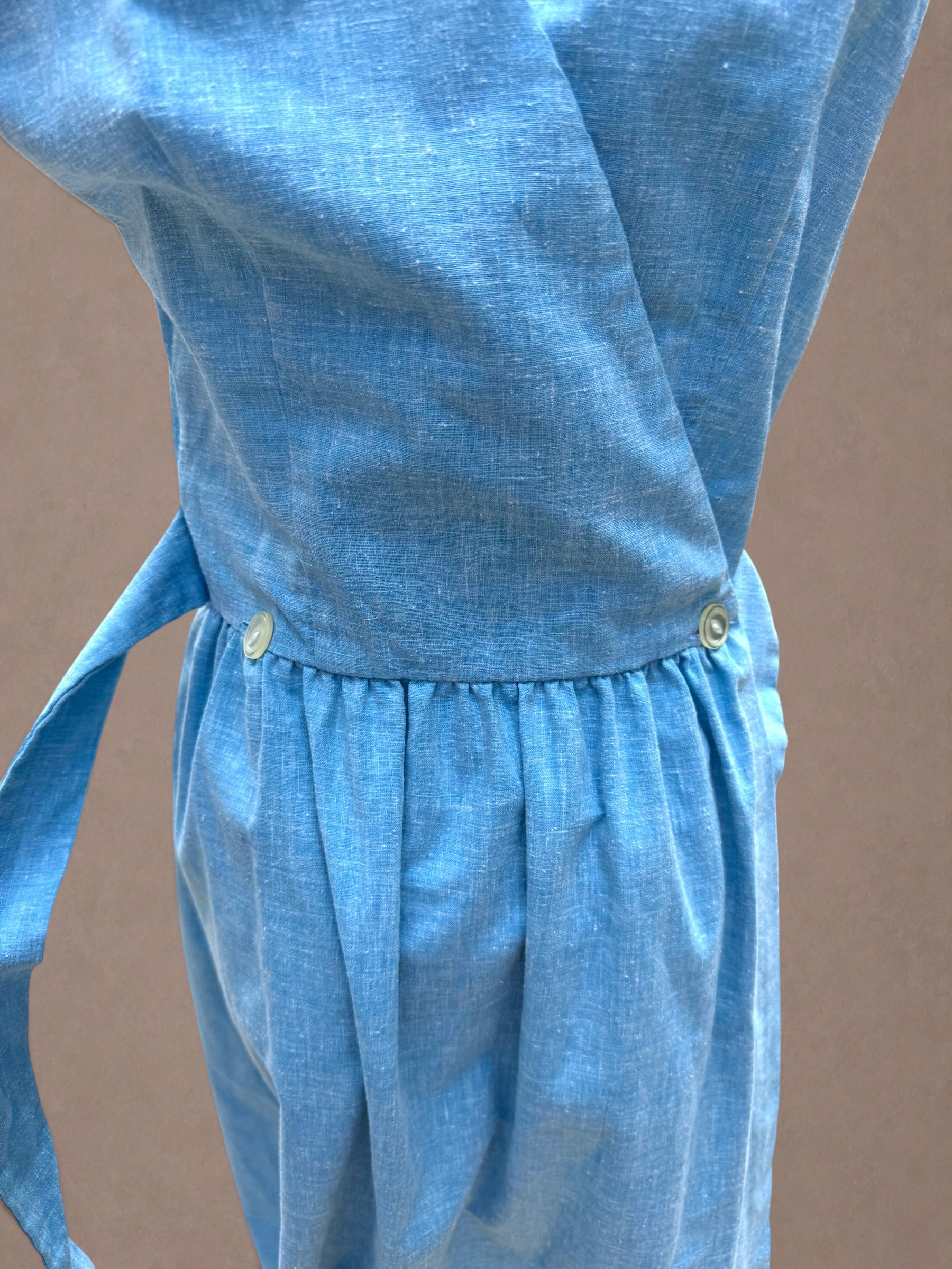 Patio Party 70s Chambray Novelty Wrap Dress