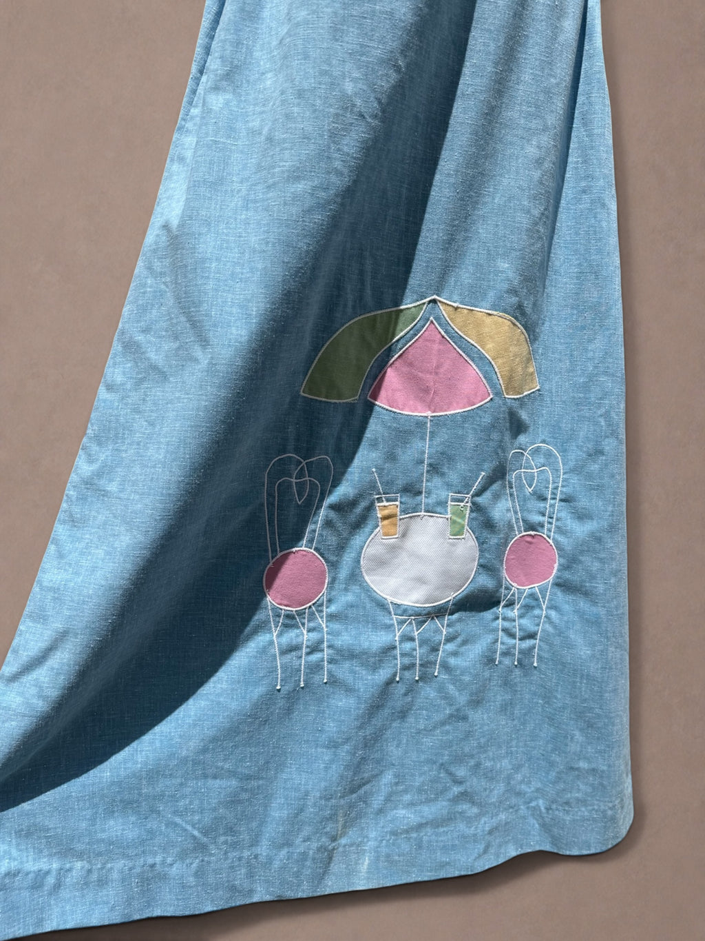Patio Party 70s Chambray Novelty Wrap Dress
