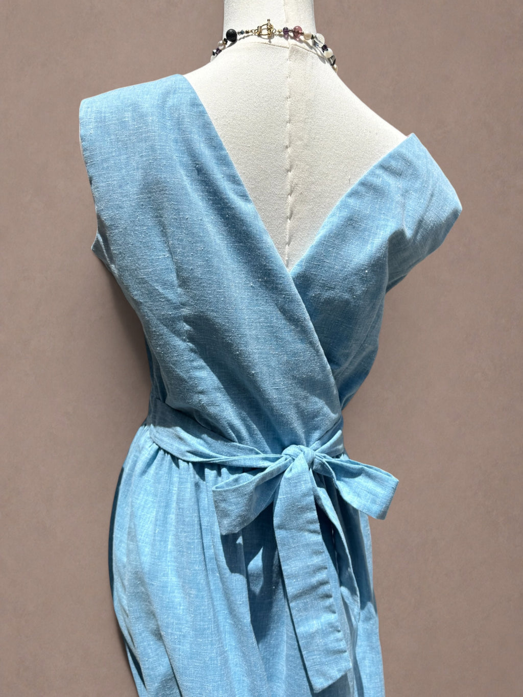 Patio Party 70s Chambray Novelty Wrap Dress