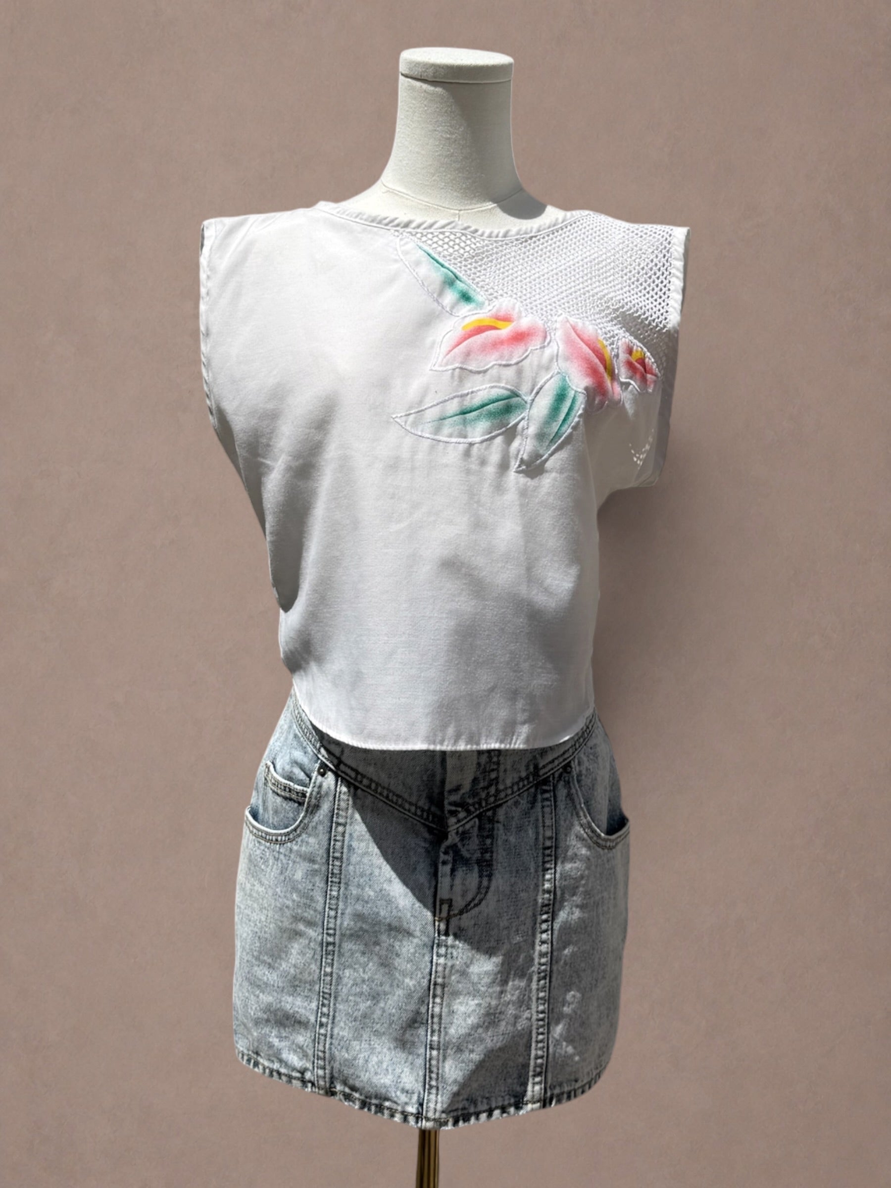 Spotlight California 80s Mesh and Floral Detail Top