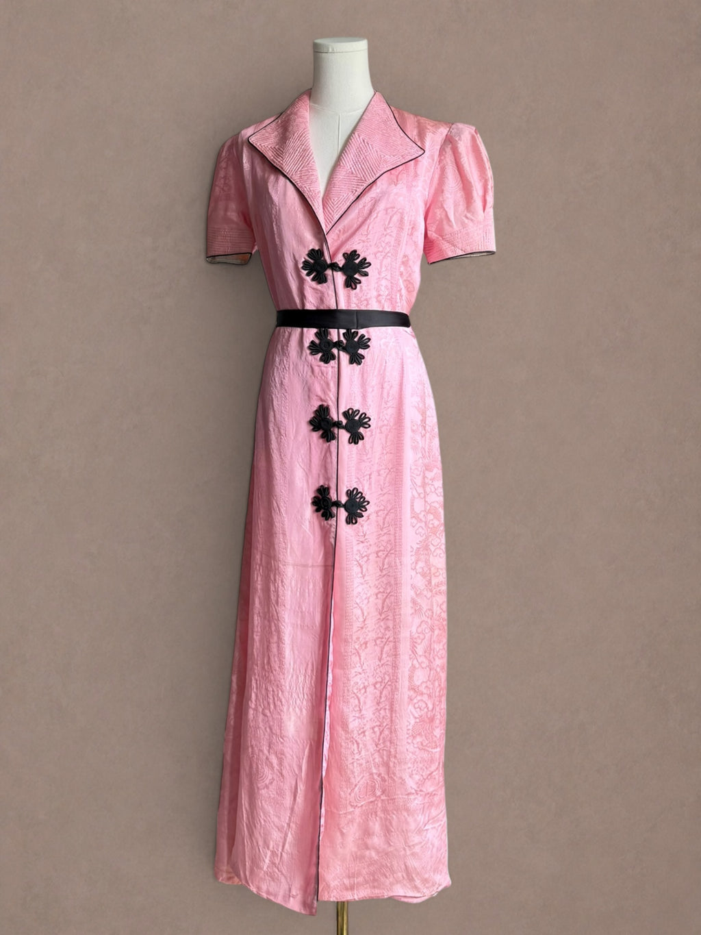 Silk Dragon Brocade 30s-40s Hostess Dress
