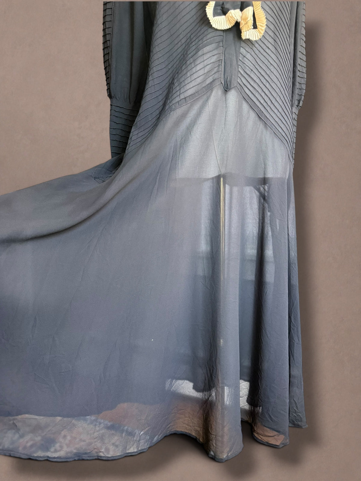 Late 1920s / Early 1930s Black Silk Chiffon Art Deco Evening Gown | Paris Collection