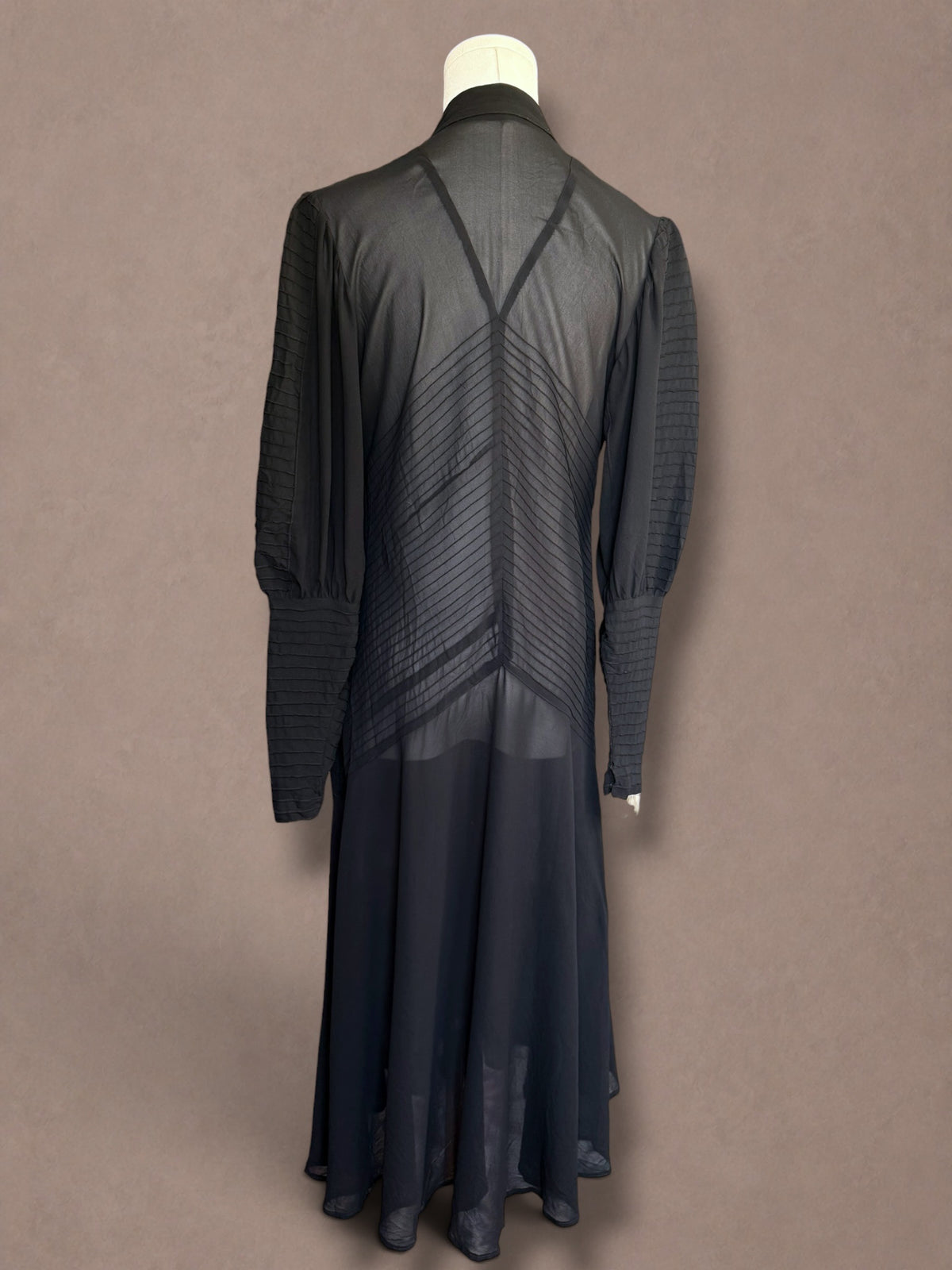 Late 1920s / Early 1930s Black Silk Chiffon Art Deco Evening Gown | Paris Collection