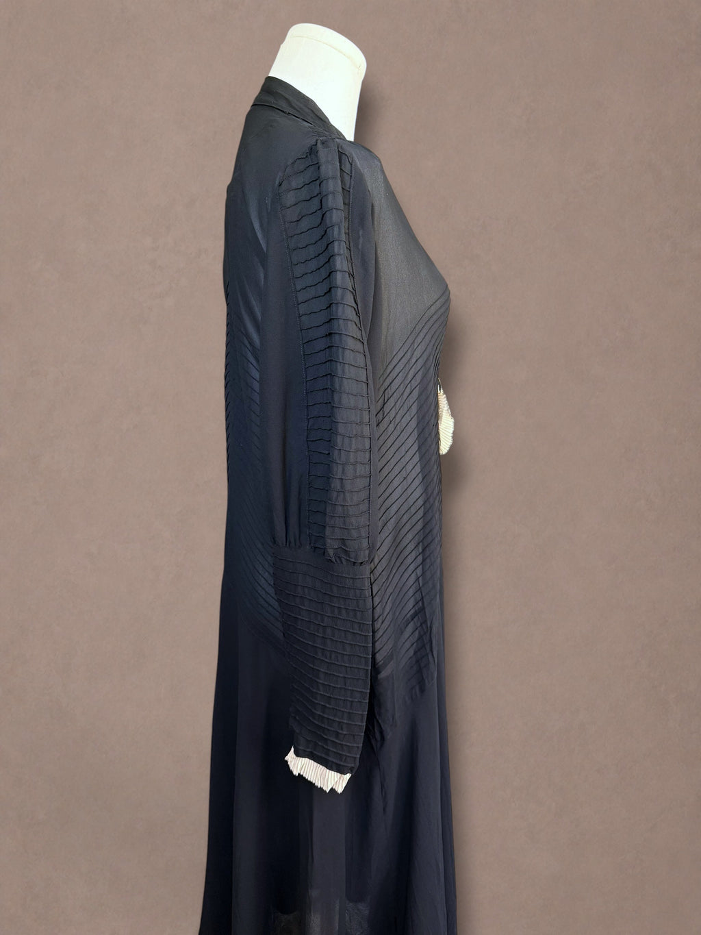 Late 1920s / Early 1930s Black Silk Chiffon Art Deco Evening Gown | Paris Collection