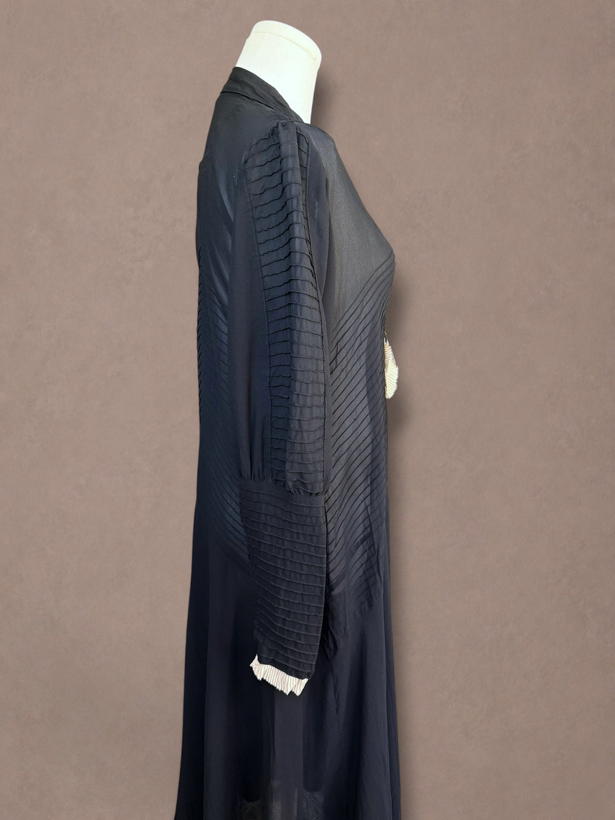 Late 1920s / Early 1930s Black Silk Chiffon Art Deco Evening Gown | Paris Collection