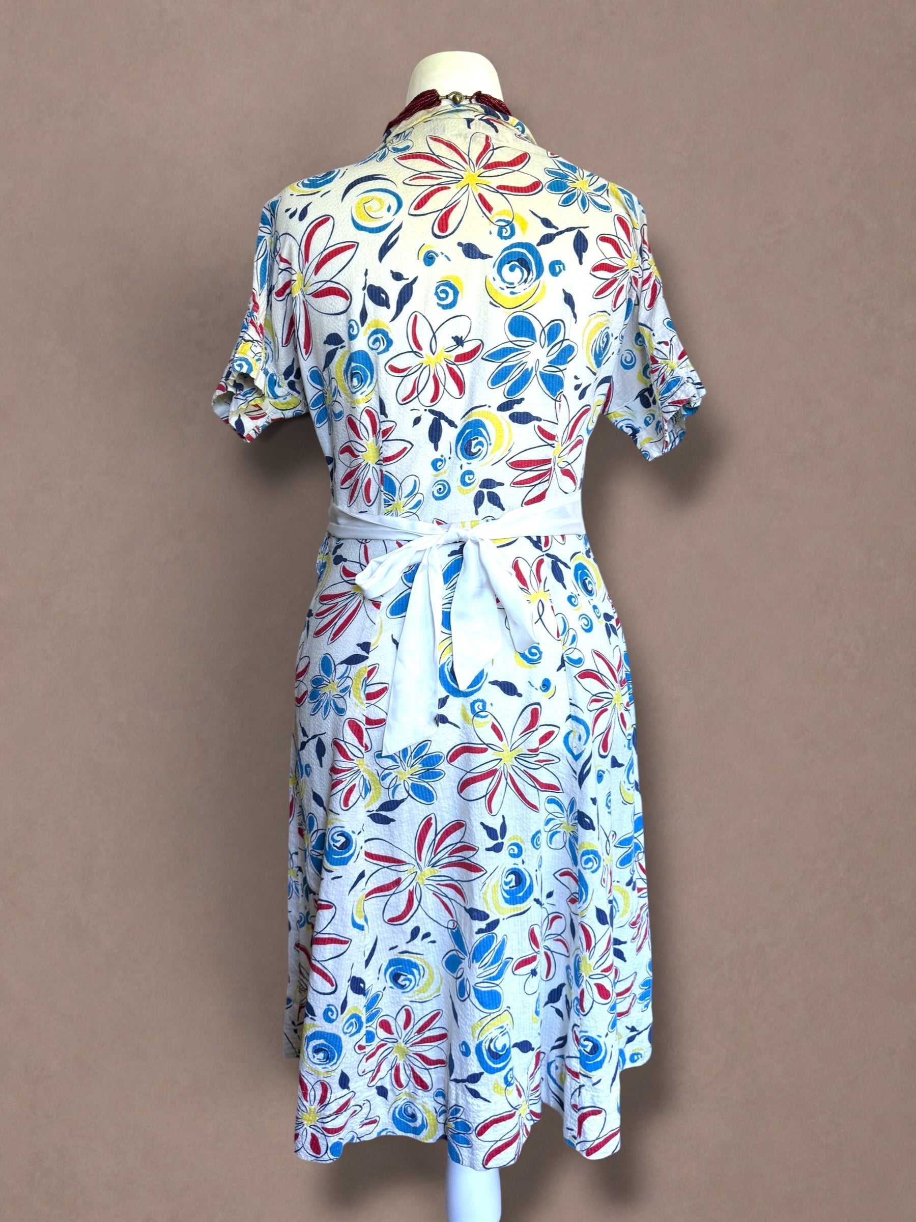 Patriotic Floral 40s Cotton Day Dress