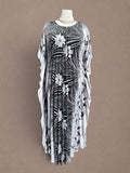 Hilo Hattie Hawaii 70s Pleated Tropical Caftan Maxi Dress